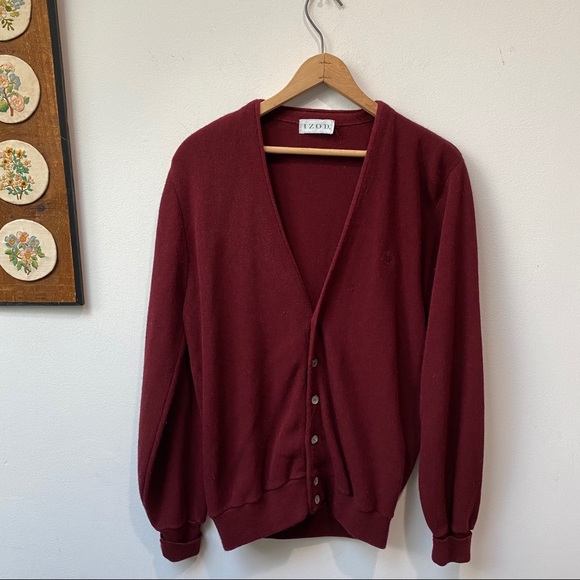 Izod Other - Vintage Izod Burgundy Cardigan Sweater